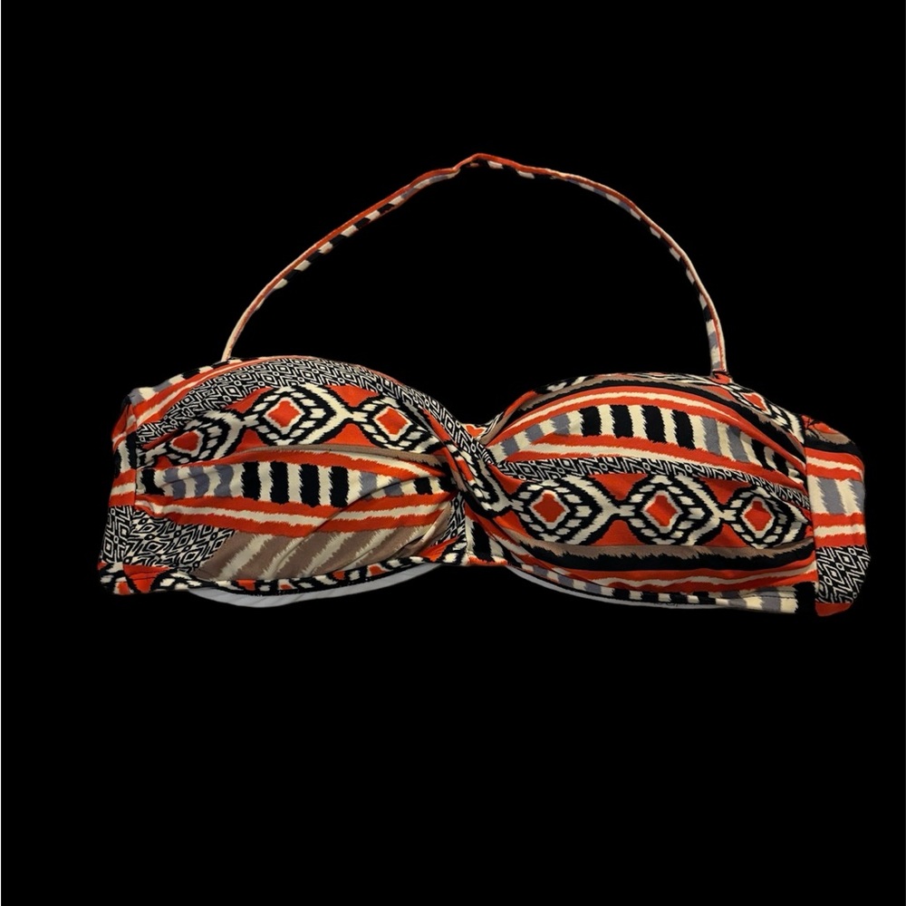 Kenneth Cole Bandana Bathing Suit Top Size Large in orange tribal pattern